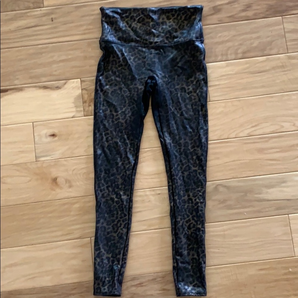 Spanx leggings — faux leather metallic leopard
